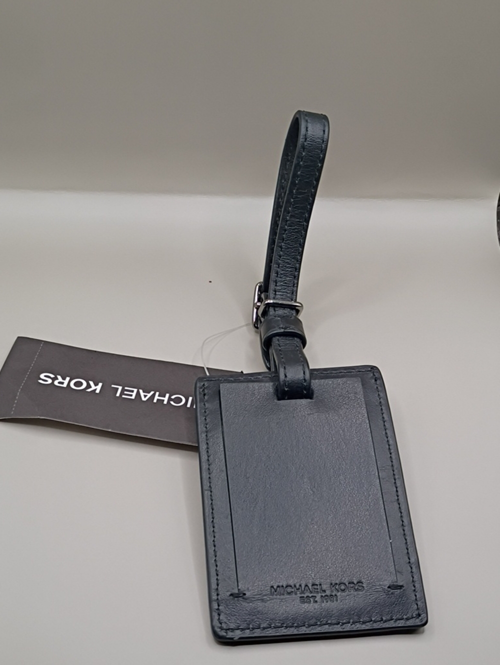 Michael Kors Black Leather Luggage Tag with Strap 🖤